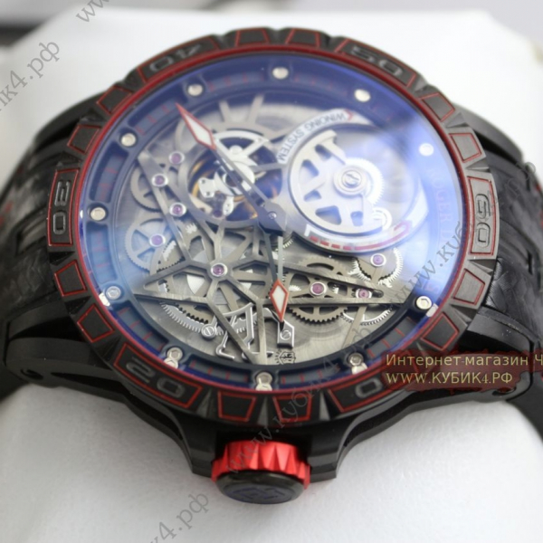 Roger Dubuis Excalibur Spider Pirelli All Black Red knit (код 036)