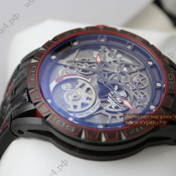 Roger Dubuis Excalibur Spider Pirelli All Black Red knit (код 036)