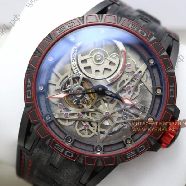 Roger Dubuis Excalibur Spider Pirelli All Black Red knit (код 036)