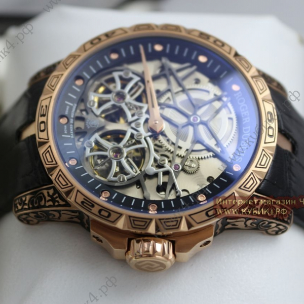 Roger Dubuis Excalibur Double Tourbillon Golden Black Rubber Strap (код 038)