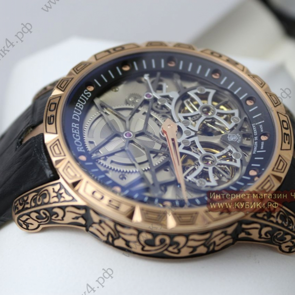 Roger Dubuis Excalibur Double Tourbillon Golden Black Rubber Strap (код 038)