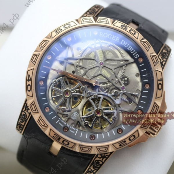 Roger Dubuis Excalibur Double Tourbillon Golden Black Rubber Strap (код 038)