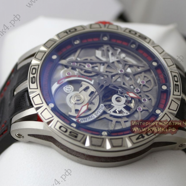 Roger Dubuis Excalibur Spider Pirelli Steel Case Black Strap Red knit (код 039)