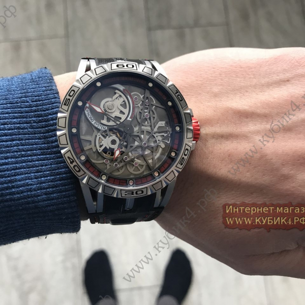 Roger Dubuis Excalibur Spider Pirelli Steel Case Black Strap Red knit (код 039)