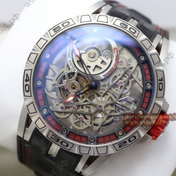 Roger Dubuis Excalibur Spider Pirelli Steel Case Black Strap Red knit (код 039)