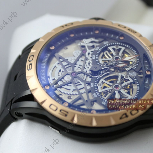 Roger Dubuis Excalibur Double Tourbillon Golden Black Rubber Strap (код 042)