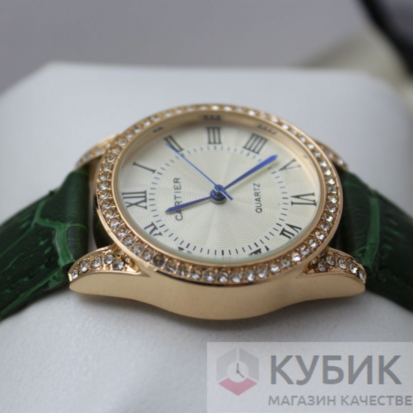 CARTIER QUARTZ зелёный ремень (код 371)