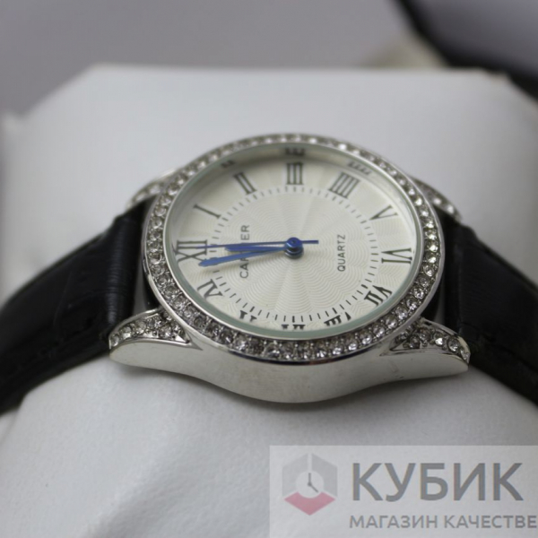 CARTIER QUARTZ чёрный ремень (код 372)