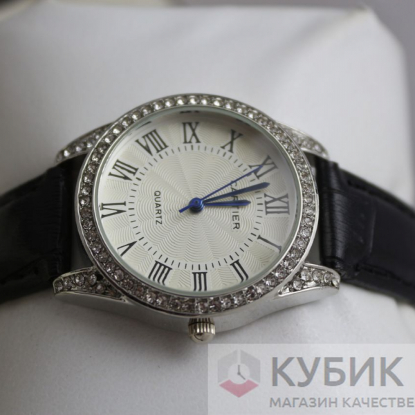 CARTIER QUARTZ чёрный ремень (код 372)