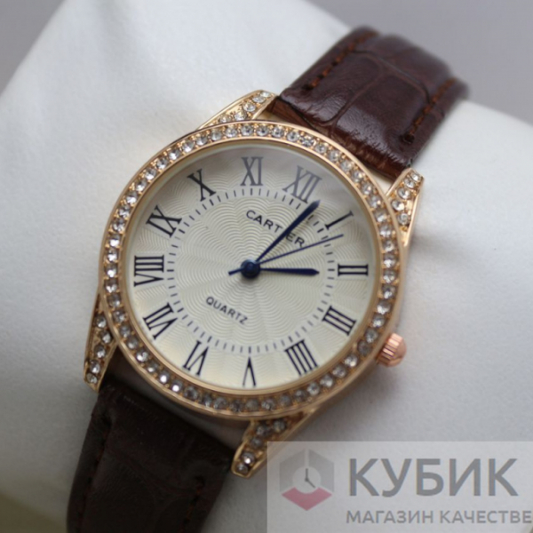 CARTIER QUARTZ коричневый ремень (код 374)