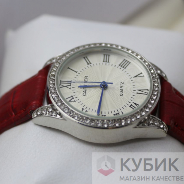 CARTIER QUARTZ красный ремень (код 376)