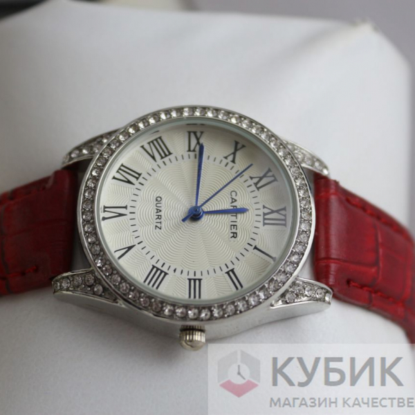 CARTIER QUARTZ красный ремень (код 376)