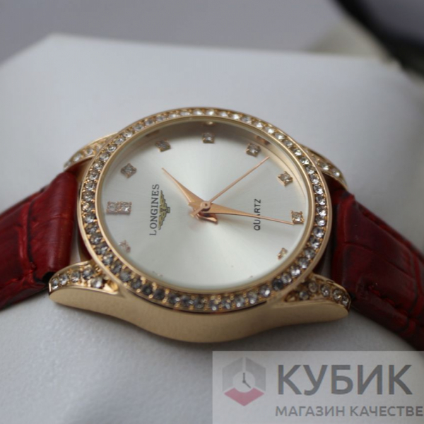 Longines  QUARTZ красный ремень (код 115)