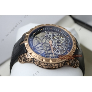 Roger Dubuis Excalibur Double Tourbillon Golden Black Rubber Strap (код 038)