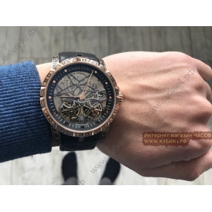 Roger Dubuis Excalibur Double Tourbillon Golden Black Rubber Strap (код 038)