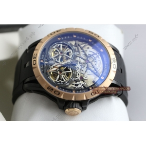 Roger Dubuis Excalibur Double Tourbillon Golden Black Rubber Strap (код 042)