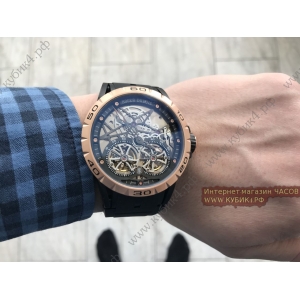 Roger Dubuis Excalibur Double Tourbillon Golden Black Rubber Strap (код 042)