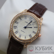 CARTIER QUARTZ коричневый ремень (код 374)